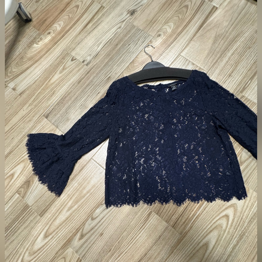 Club Monaco Navy Lace Cowl Neck Sweater